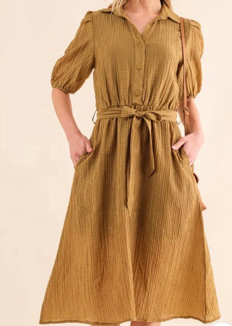 Textured Belt Dress