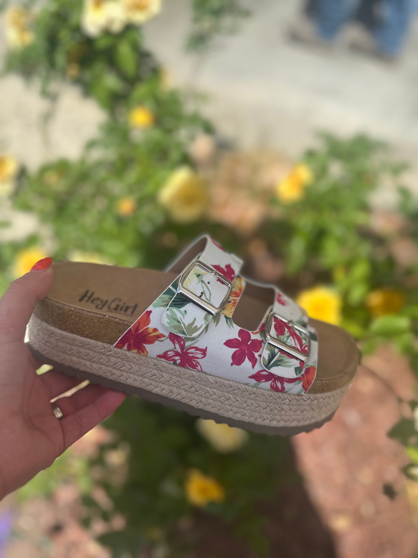 White Floral Slides