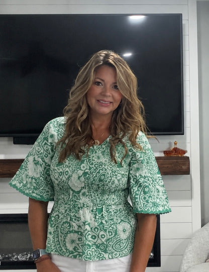 Green Smocked
